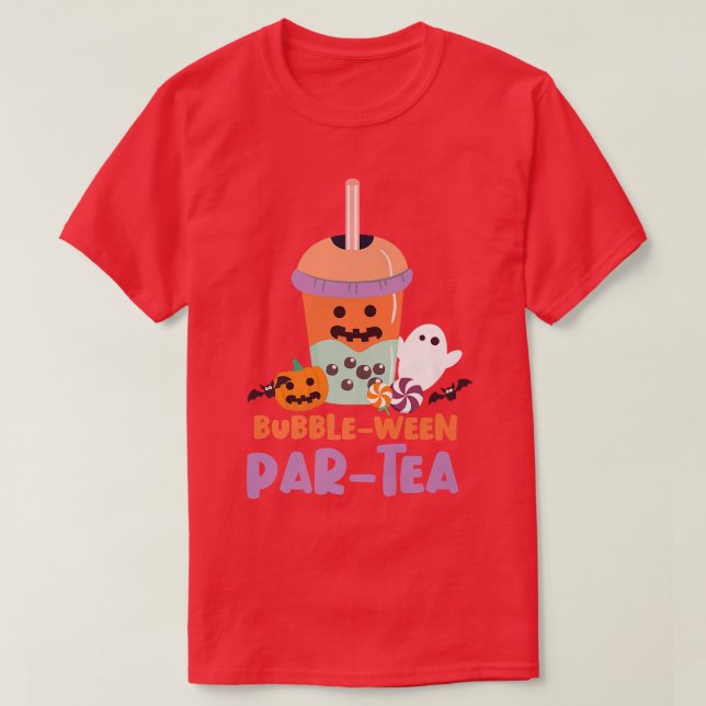 Camiseta Bubble Boba Tea Bubble Par-Tea Halloween Prem (Frente do Design)