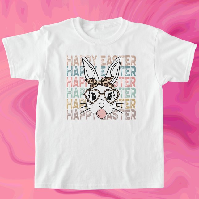 Camiseta Bubble Gum Bunny | Leopard Glasses, Bandana Easter (Criador carregado)