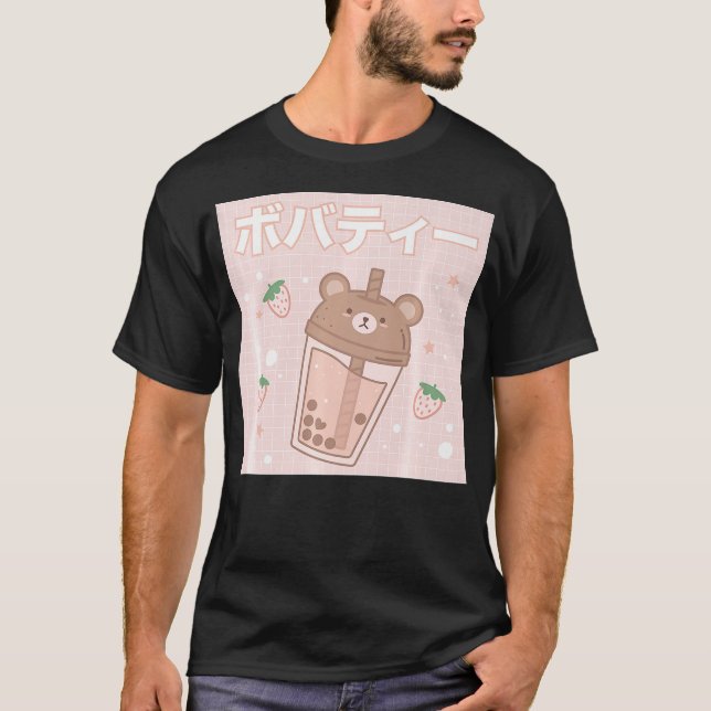 Camiseta Bubble Milk Tea Boba Cute Bear Kawaii Aesthetic (Frente)