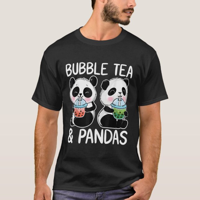 Camiseta Bubble Tea E Pandas Boba Tea Kawaii Panda (Frente)