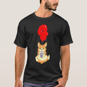 Camiseta Bubble Tea Hamster 4º Aniversário Crianças Balão P