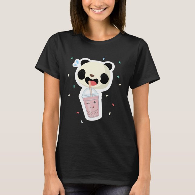 Camiseta Bubble Tea Panda Boba Tea  Cute Animal Ice Cream T (Frente)