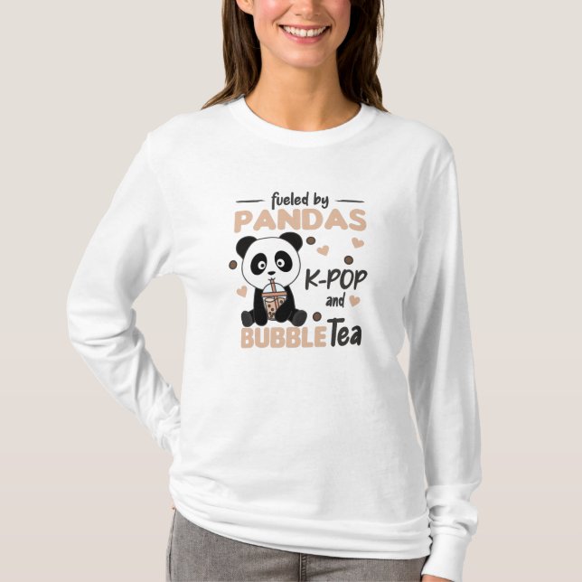 Camiseta Bubble Tea Panda Chocolate K-Pop e Boba (Frente)
