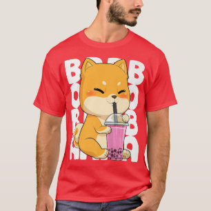 Camiseta Bubble Tea Shiba Inu Boba Kawaii Anime Japonês Do