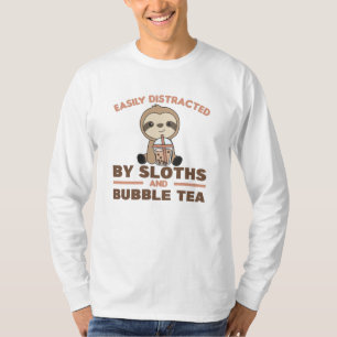 Camiseta Bubble Tea Sloth Chocolate Cute Animals Boba