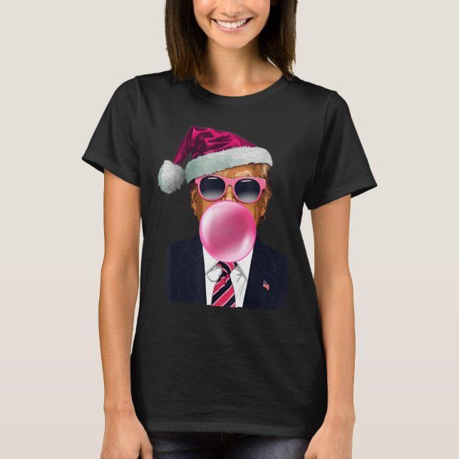 Camiseta Bubblegum Trump Blowing Bubble Gum Christmas Nk Tr (Frente)