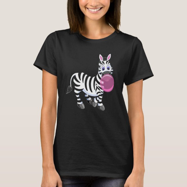 Camiseta Bubblegum Zebra Cute Zoo Animal (Frente)