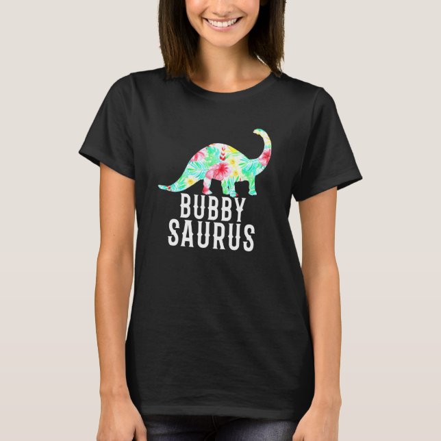Camiseta Bubbysaurus, vovó judia vovó floral dinossauro (Frente)