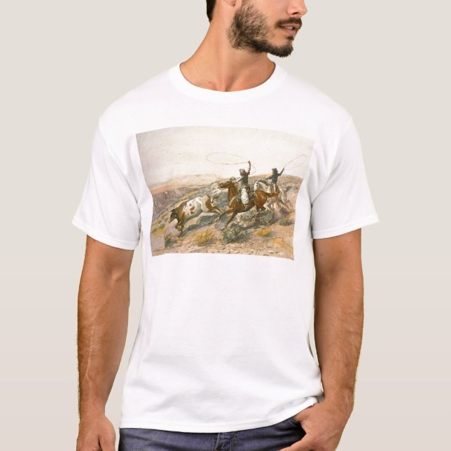 Camiseta Buccaroos por Charles Marion Russell (Frente)