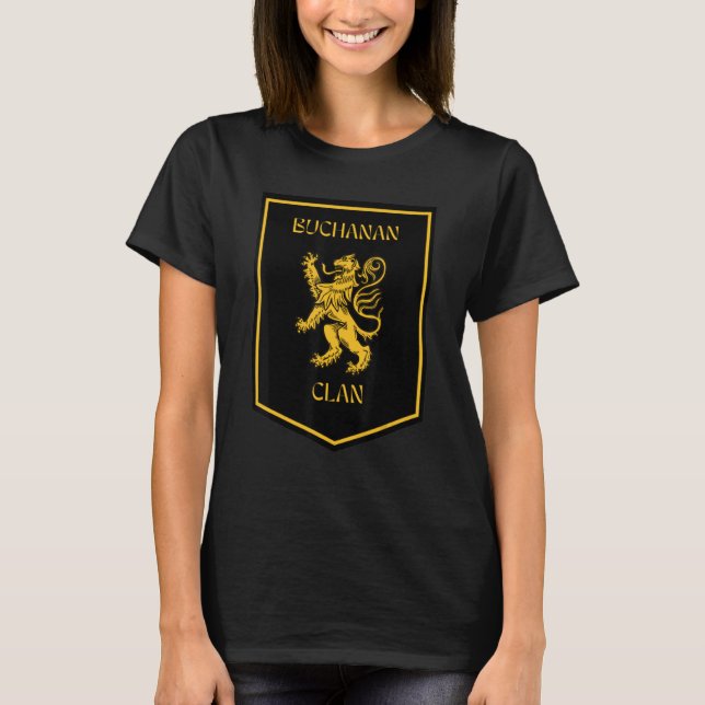 Camiseta Buchanan Clan Scottish Lion Highland Crachá (Frente)