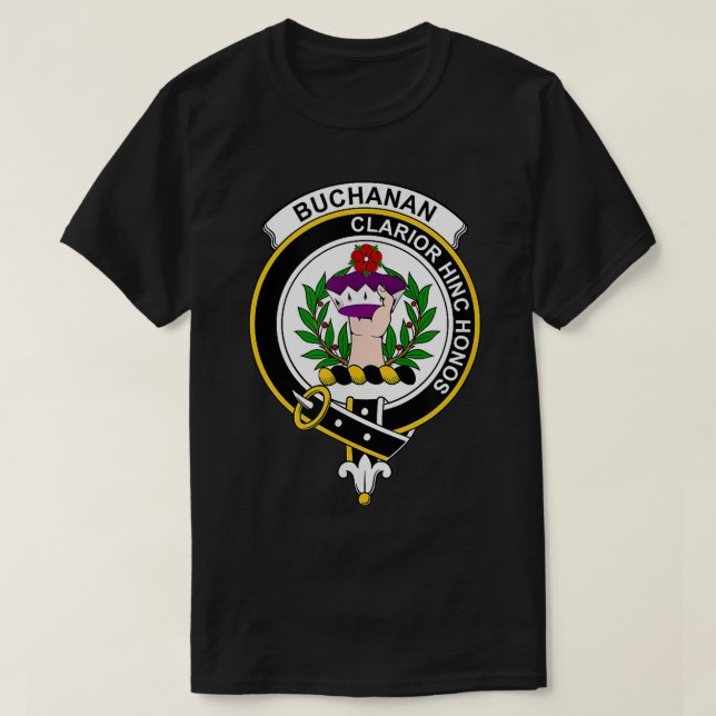 Camiseta Buchanan Coat of Arms  Family Crest  (Frente do Design)