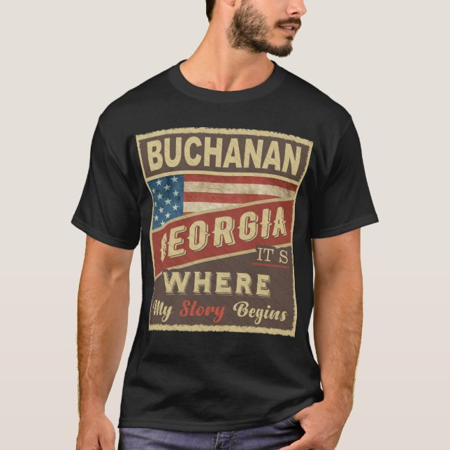 Camiseta BUCHANAN, GA É onde minha história começa (Frente)