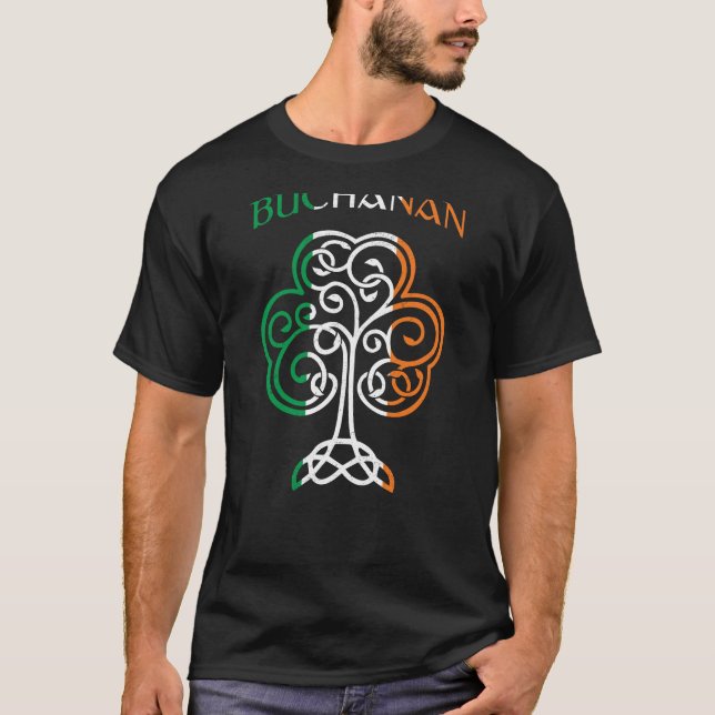 Camiseta BUCHANAN Irish Name Shamrock Ireland Flag Family (Frente)