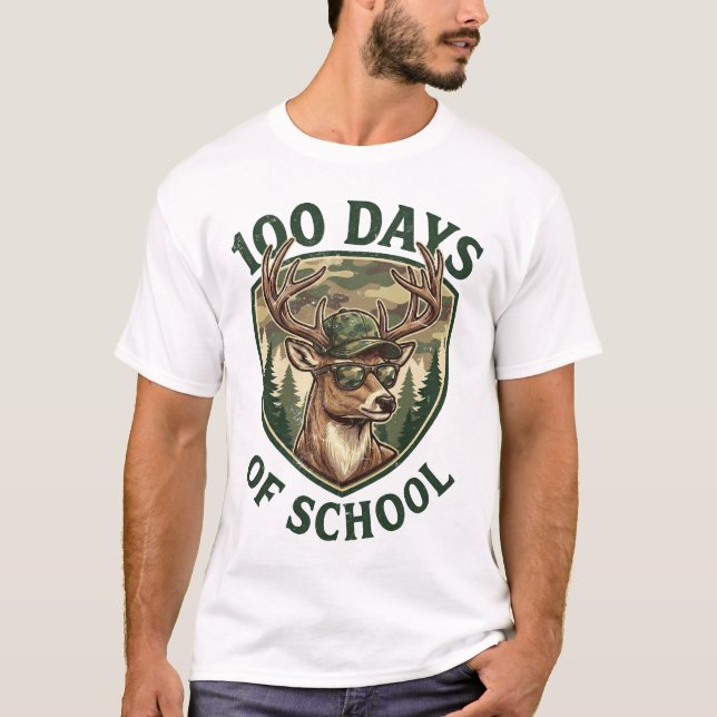 Camiseta Buck Deer 100 Days of School Camo Student Teacher (Frente)