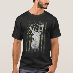 Camiseta Buck Deer Hunting American Camouflage USA Flag