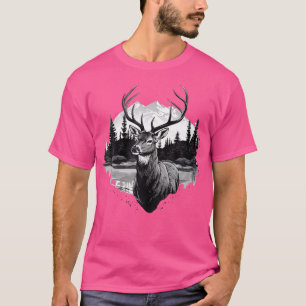 Camiseta Buck Deer Stag Nature Landscape Art Retrato Vinta