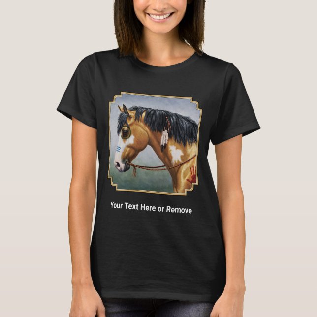 Camiseta Buckskin Pinto Cavalo de Guerra Nativo Americano (Frente)