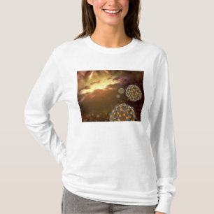 Camiseta Buckyballs que flutua no espaço interestelar