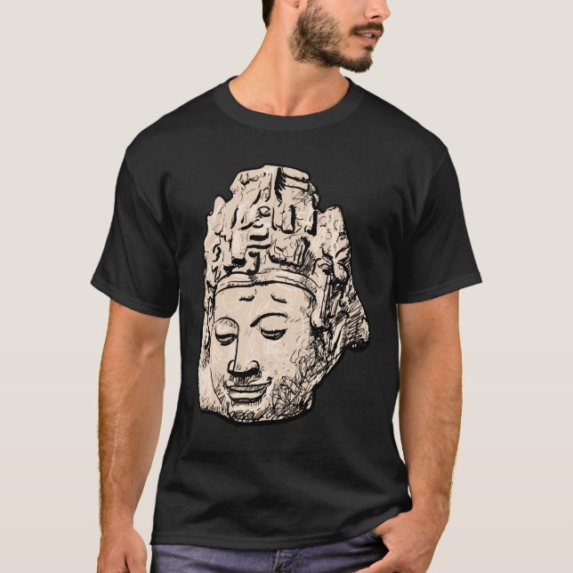 Camiseta Buda 3 estátua Buda Buda Wall Buda Pintura (Frente)
