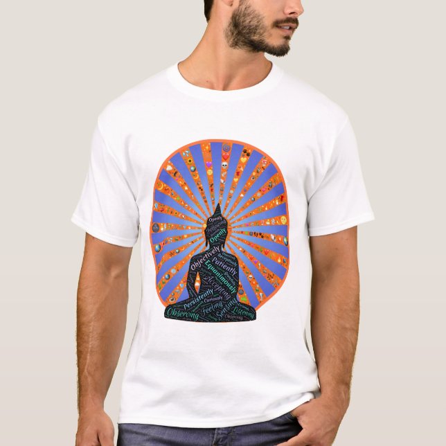 Camiseta Buda antes de uma roda de símbolos (Frente)
