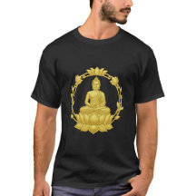 Buda dourado com moldura de lótus