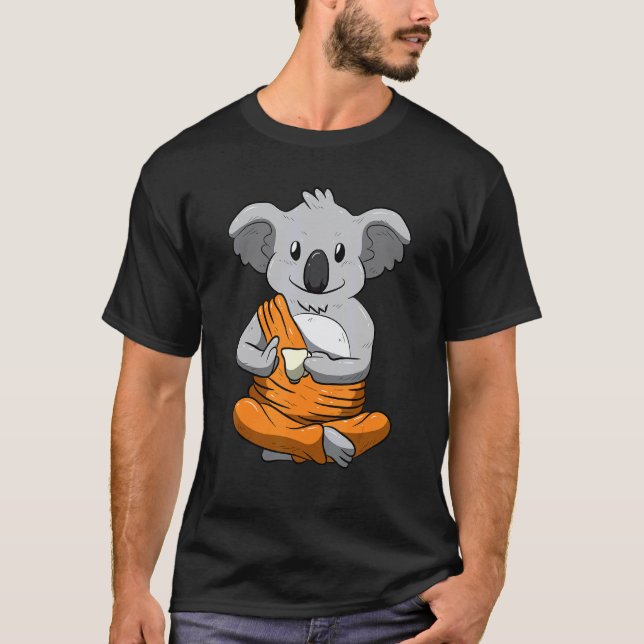 Camiseta Buda Koala Bebendo Chá Zen Yoga Meditação (Frente)