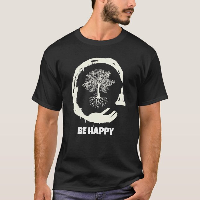 Camiseta Buda Monk Namaste Orando Sorriso Feliz Ria (Frente)