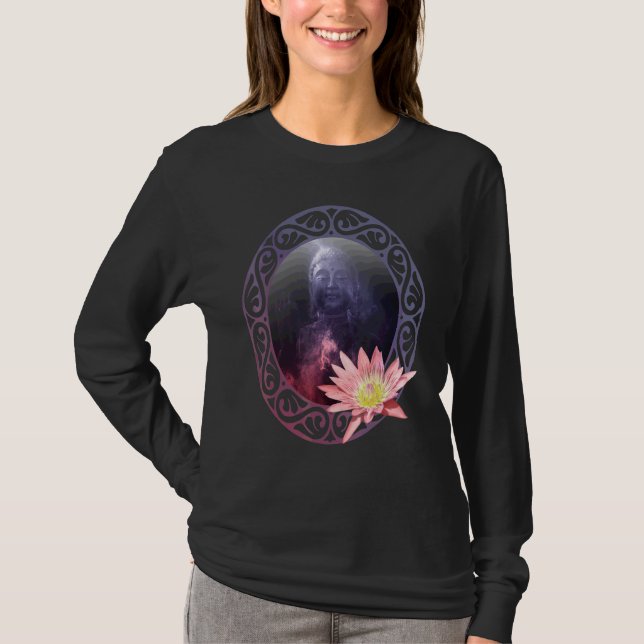 Camiseta Buda Siddhartha Gautama Flor de Lótus Moda Roupa C (Frente)