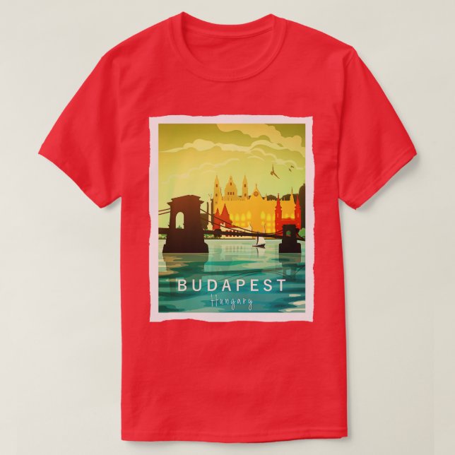 Camiseta Budapest Viagem Hungria Estilo Retroativo (Frente do Design)