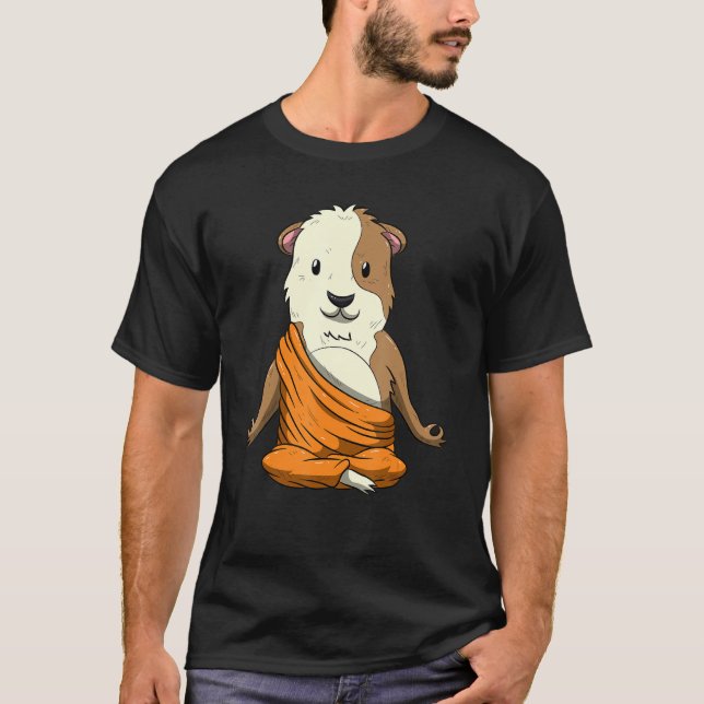 Camiseta Budda Guiné Pig Engraçado Meditação Cavy Yoga Posi (Frente)
