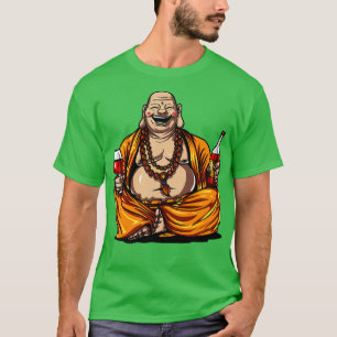 Camiseta Buddha Bebendo Wine