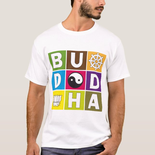 Camiseta Buddha coloriu blocos (Frente)