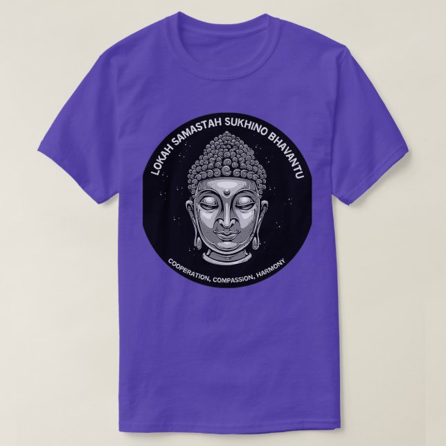 Camiseta Buddha Dalai Lama Lokah Samastah Sukhino Bhavantu (Frente do Design)