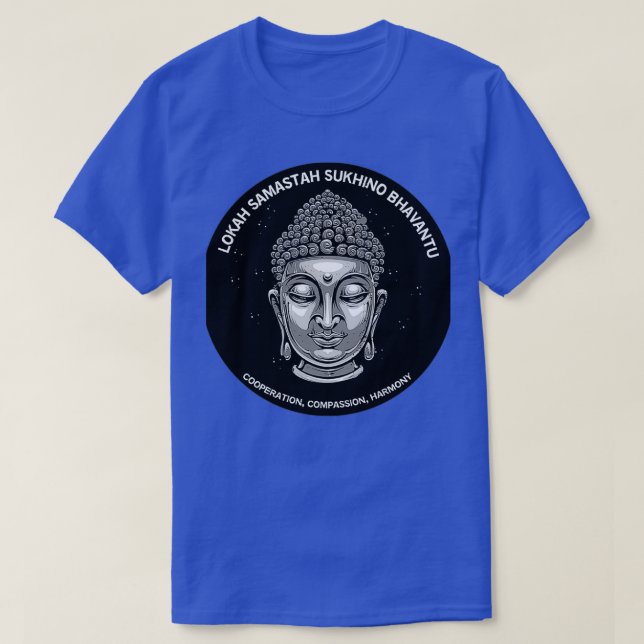 Camiseta Buddha Dalai Lama Lokah Samastah Sukhino Bhavantu (Frente do Design)