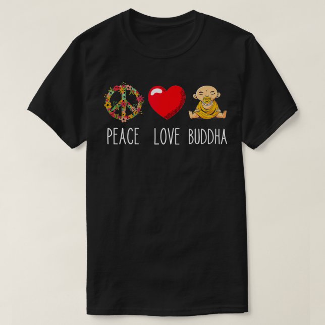 Camiseta Buddha Love Peace Zen Yoga Lover Budista Mantra D (Frente do Design)