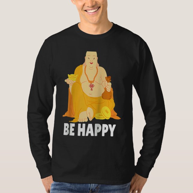 Camiseta Buddha Monk Namaste Praying Pray Smile Happy Laugh (Frente)