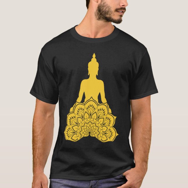 Camiseta Buddha Monk Namaste Praying Pray Smile Happy Laugh (Frente)