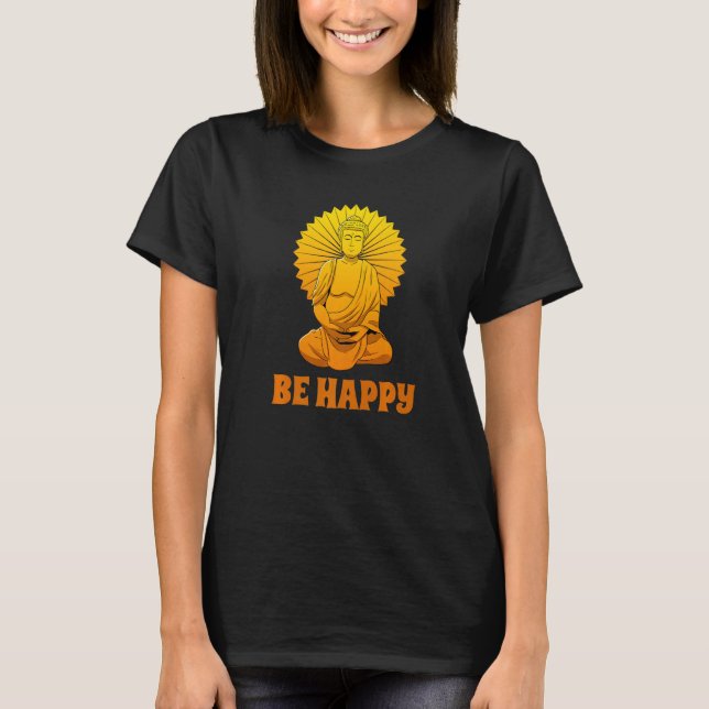 Camiseta Buddha Monk Namaste Praying Pray Smile Happy Laugh (Frente)
