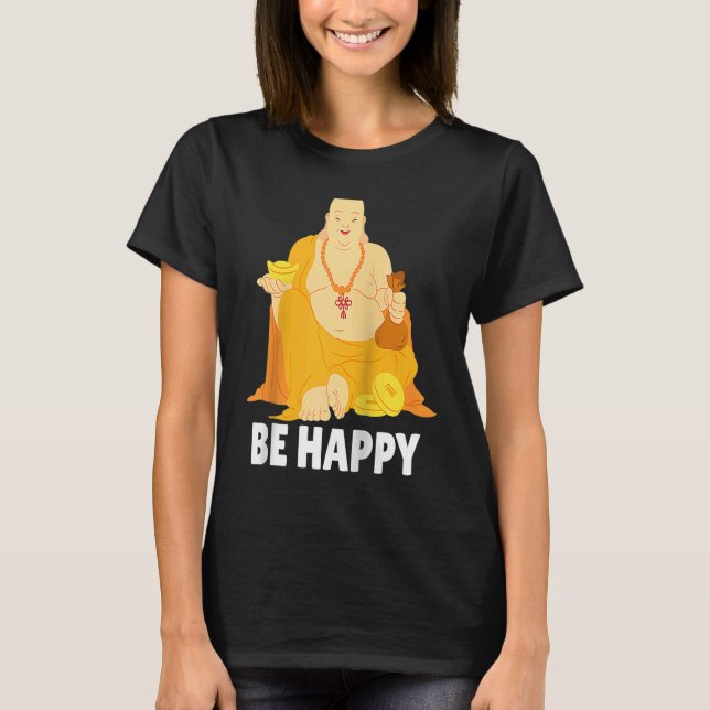 Camiseta Buddha Monk Namaste Praying Pray Smile Happy Laugh (Frente)