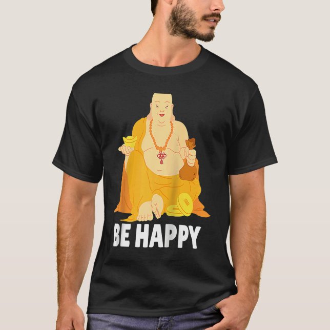 Camiseta Buddha Monk Namaste Praying Pray Smile Happy Laugh (Frente)