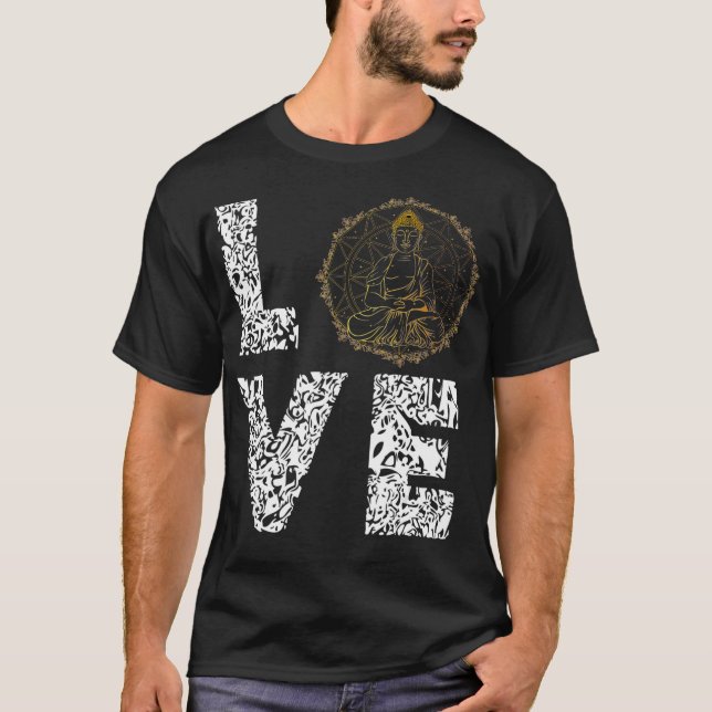 Camiseta Buddha Statue Zen Yoga Lover Meditation Mantra Gau (Frente)