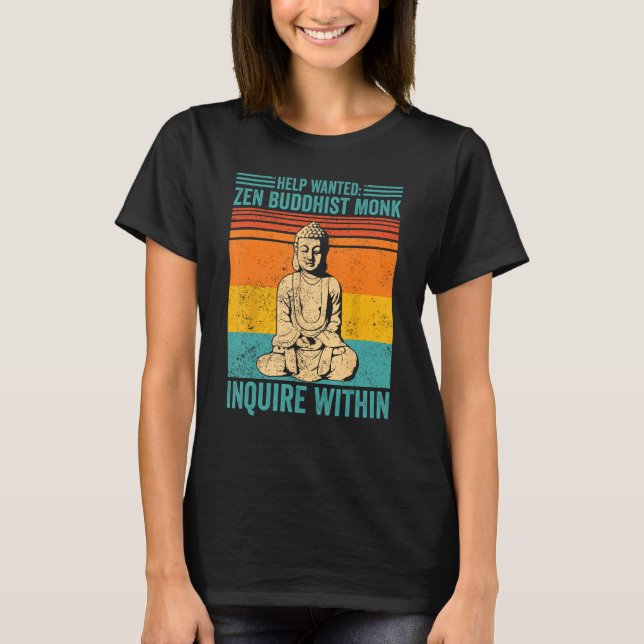 Camiseta Buddhism Buddha Retro Help Wanted Zen Buddhist Mon (Frente)