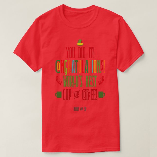 Camiseta Buddy the Elf Worlds Best Cup (Frente do Design)