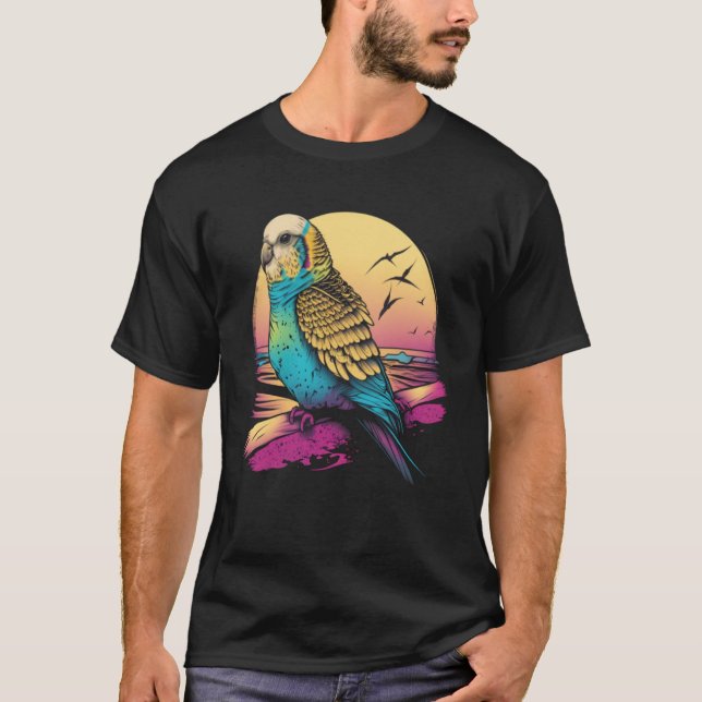 Camiseta Budget Beach Budgerigar Parakeet Bird Summer (Frente)