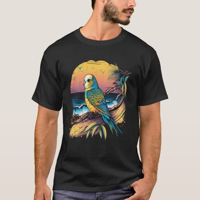 Camiseta Budget Beach Budgerigar Parakeet Bird Summer 3 (Frente)