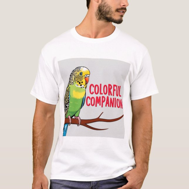 Camiseta Budget Parrot Delight: Companheiro Colorido (Frente)