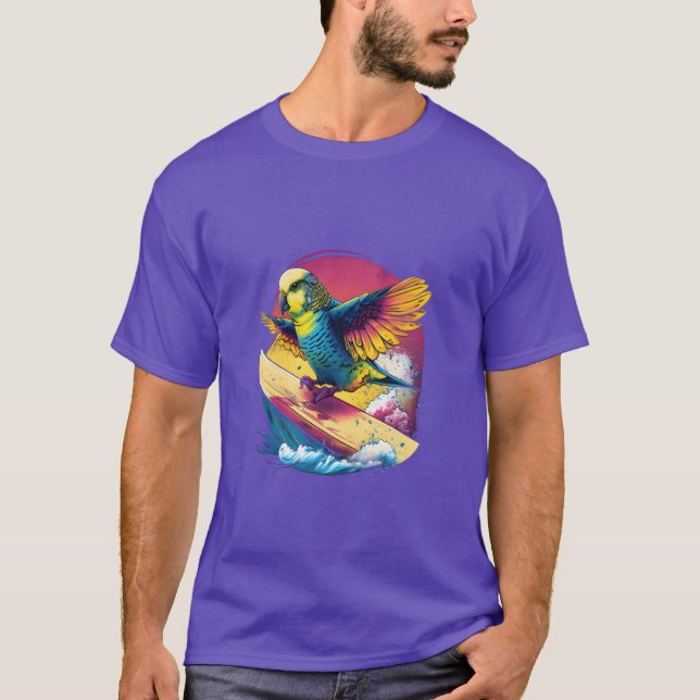 Camiseta Budget Surfboard Budgerigar Parakeet Bird Kawaii g (Frente)