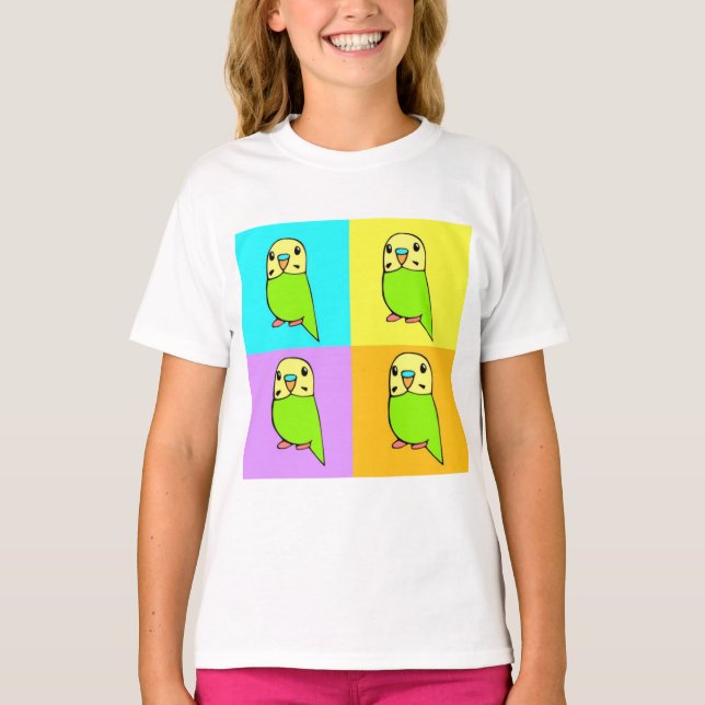Camiseta Budgie Arte Pop (Frente)