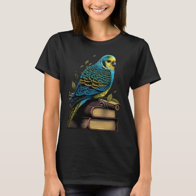 Camiseta Budgie Budgerigar Book Parakeet Bird Bookworm Read (Frente)