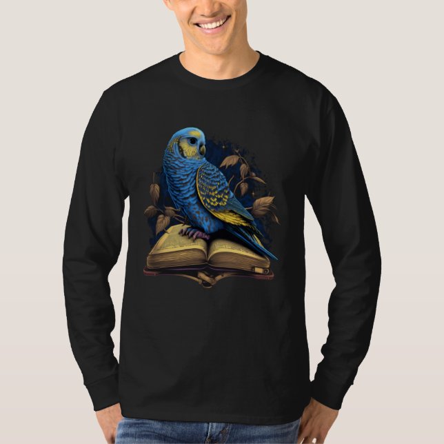 Camiseta Budgie Budgerigar Book Parakeet Bird Bookworm Read (Frente)